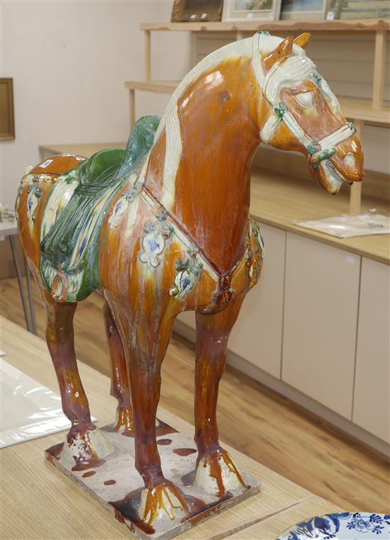 A large Chinese Tang style sancai model of a horse height 80cm